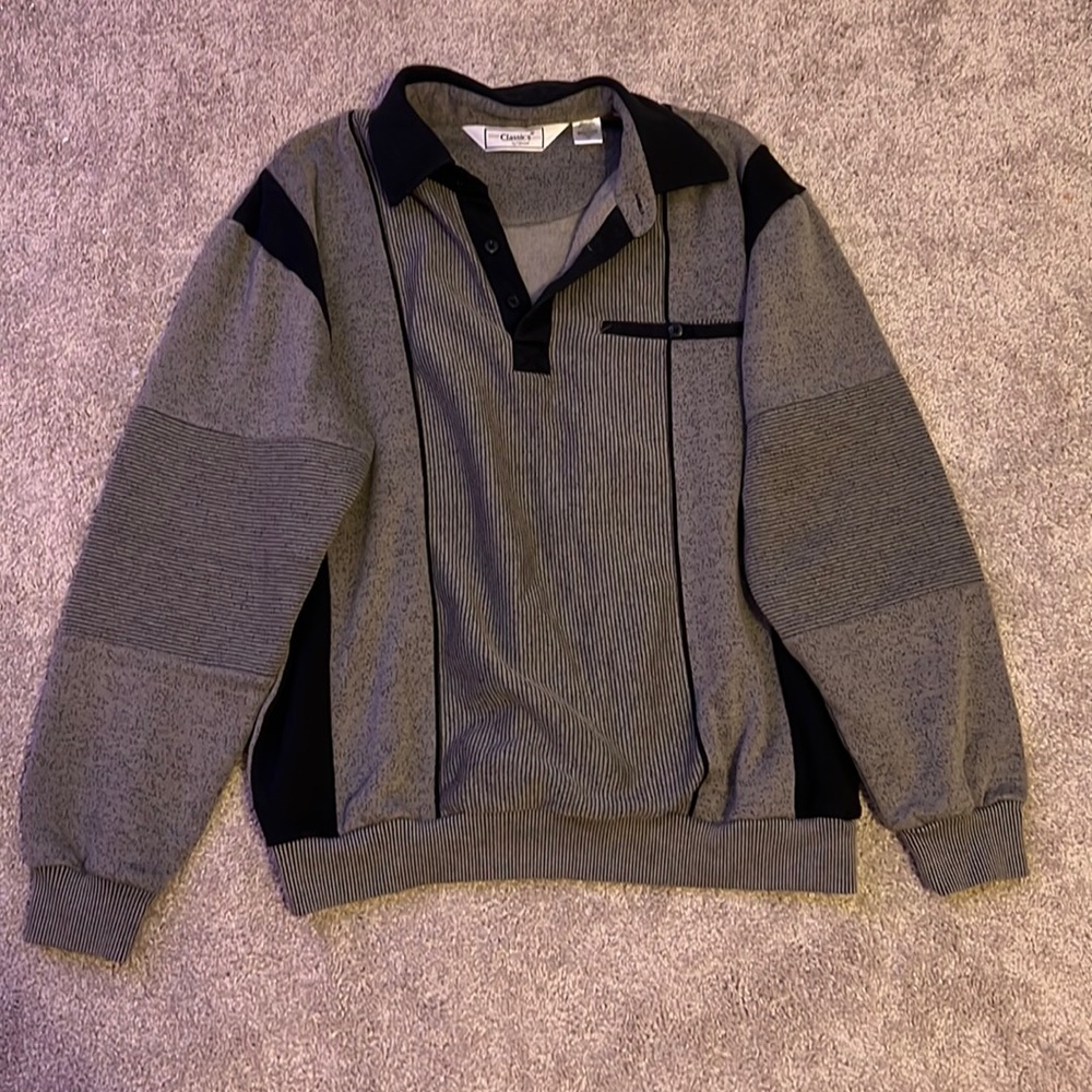 Green with black sweater